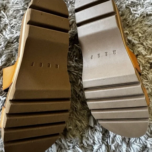 Reef Tan Leather-Look Double Strap Slides - Picture 4 of 5